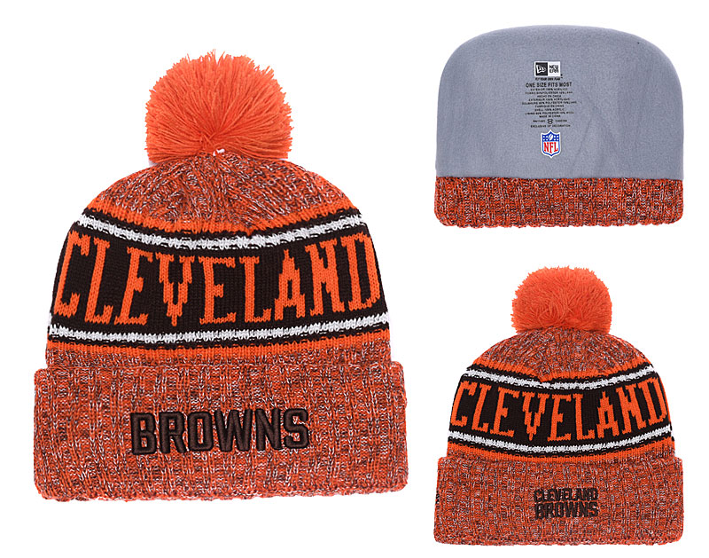 Browns 2018 NFL Sideline Orange Pom Knit Hat YD