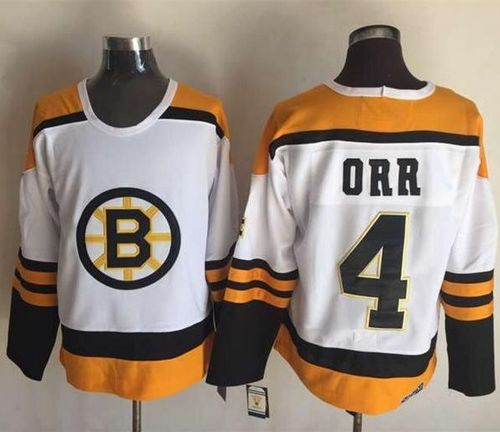 Bruins #4 Bobby Orr Yellow White CCM Throwback Stitched NHL Jerse