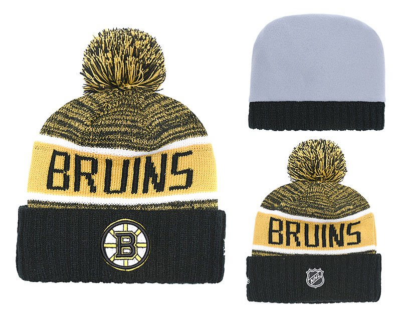 Bruins Fresh Logo Black Pom Knit Hat YD