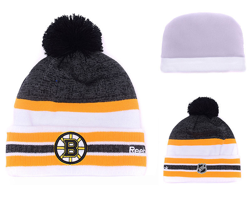 Bruins Fresh Logo Black Yellow Pom Knit Hat YD Bruins Fresh Logo Black Yellow Pom Knit Hat YD