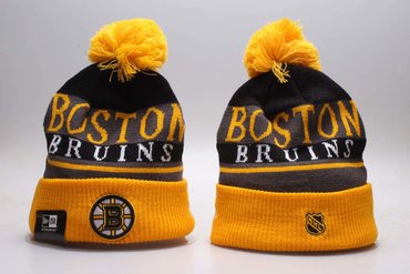 Bruins Fresh Logo Yellow Sport Pom Cuffed Knit Hat YP