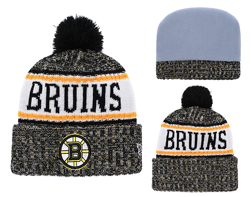 Bruins Team Logo Fashion Pom Knit Hat YD