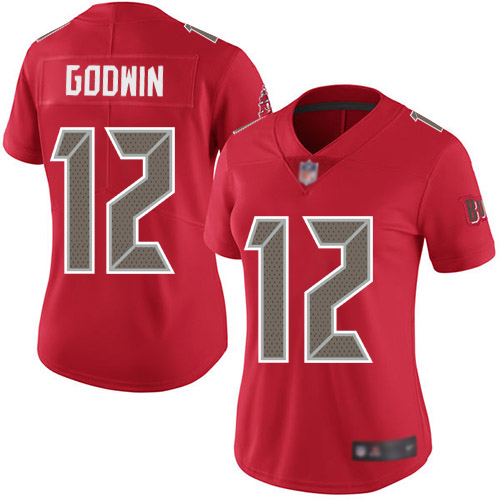 Buccaneers #12 Chris Godwin Red Women's Stitched Football Limited Rush Jersey Buccaneers #12 Chris Godwin Red Women's Stitched Football Limited Rush Jersey