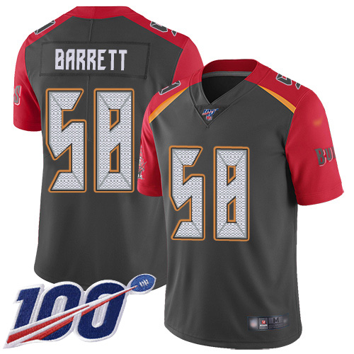 Buccaneers #58 Shaquil Barrett Gray Men's Stitched Football Limited Inverted Legend 100th Season Jersey Buccaneers #58 Shaquil Barrett Gray Men's Stitched Football Limited Inverted Legend 100th Season Jersey