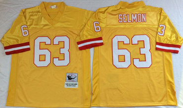 Buccaneers 63 Roy Selmon Yellow Throwback Jersey