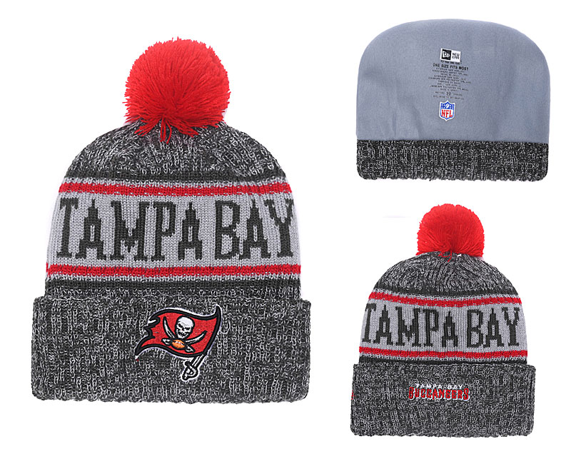 Buccaneers Black 2018 NFL Sideline Pom Knit Hat YD