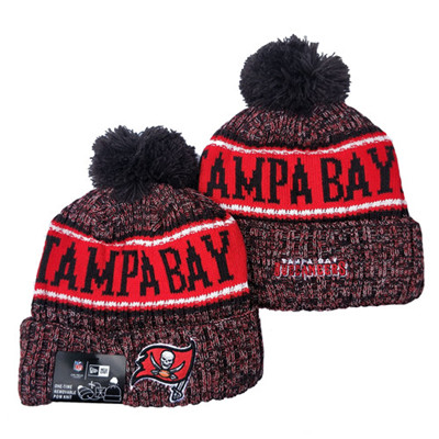 Buccaneers Team Logo Black Red Pom Knit Hat YD