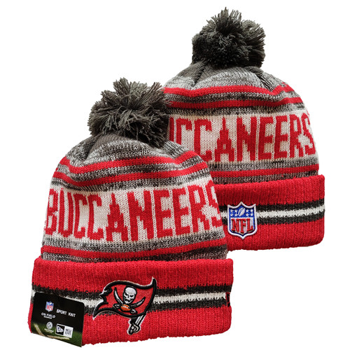 Buccaneers Team Logo Red And Gray Pom Cuffed Knit Hat YD