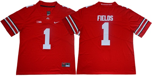 Buckeyes #1 Justin Fields Red Limited Stitched College Jersey
