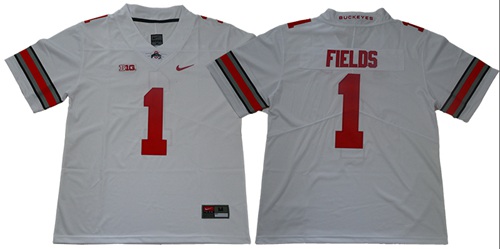 Buckeyes #1 Justin Fields White Limited Stitched College Jersey