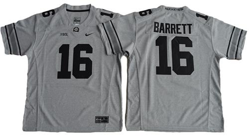 Buckeyes #16 J. T. Barrett Gridion Grey II Stitched Youth NCAA Jersey Buckeyes #16 J. T. Barrett Gridion Grey II Stitched Youth NCAA Jersey