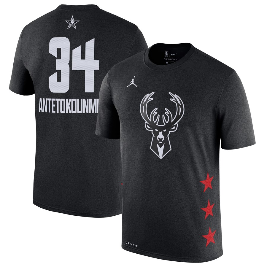 Bucks 34 Giannis Antetokounmpo Black 2019 NBA All-Star Game Men's T-Shirt Bucks 34 Giannis Antetokounmpo Black 2019 NBA All-Star Game Men's T-Shirt