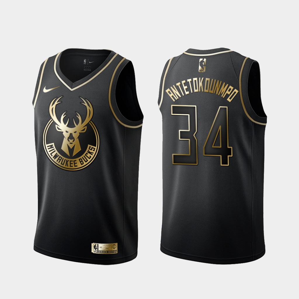 Bucks 34 Giannis Antetokounmpo Black Gold Nike Swingman Jersey Bucks 34 Giannis Antetokounmpo Black Gold Nike Swingman Jersey