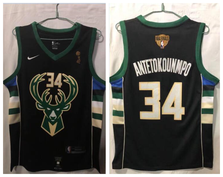 Bucks 34 Giannis Antetokounmpo Black Nike 2021 NBA Finals Champions Swingman Jersey Bucks 34 Giannis Antetokounmpo Black Nike 2021 NBA Finals Champions Swingman Jersey