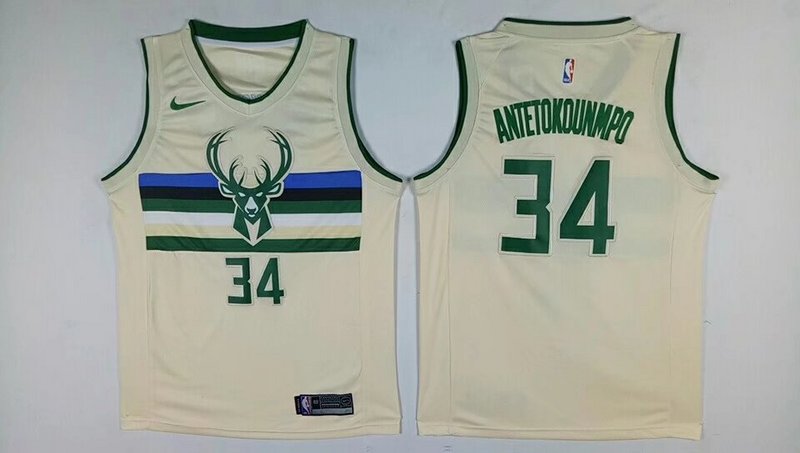 Bucks 34 Giannis Antetokounmpo Cream City Edition Nike Swingman Jersey