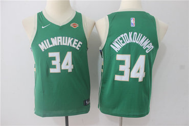 Bucks 34 Giannis Antetokounmpo Green Youth Nike Swingman Jersey