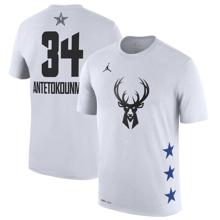 Bucks 34 Giannis Antetokounmpo White 2019 NBA All-Star Game Men's T-Shirt Bucks 34 Giannis Antetokounmpo White 2019 NBA All-Star Game Men's T-Shirt