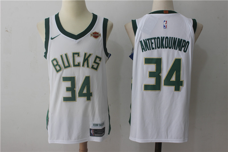 Bucks 34 Giannis Antetokounmpo White Nike Jersey