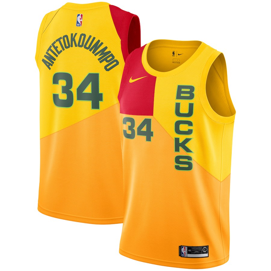 Bucks 34 Giannis Antetokounmpo Yellow 2018-19 City Edition Nike Swingman Jersey Bucks 34 Giannis Antetokounmpo Yellow 2018-19 City Edition Nike Swingman Jersey