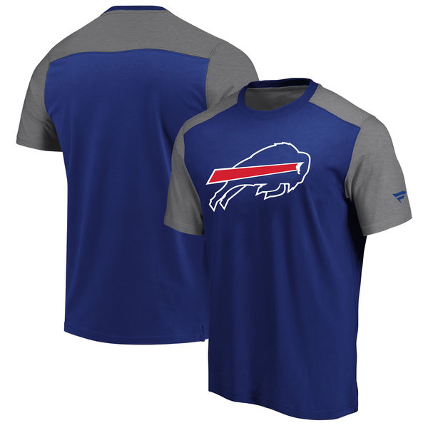 Buffalo Bills NFL Pro Line By Fanatics Branded Iconic Color Block T-Shirt RoyalHeathered Gray