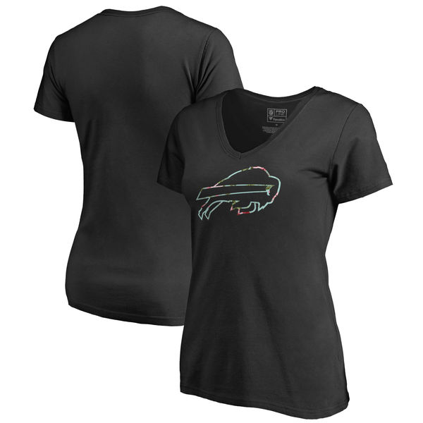 Buffalo Bills NFL Pro Line By Fanatics Branded Women's Lovely Plus Size V Neck T-Shirt Black