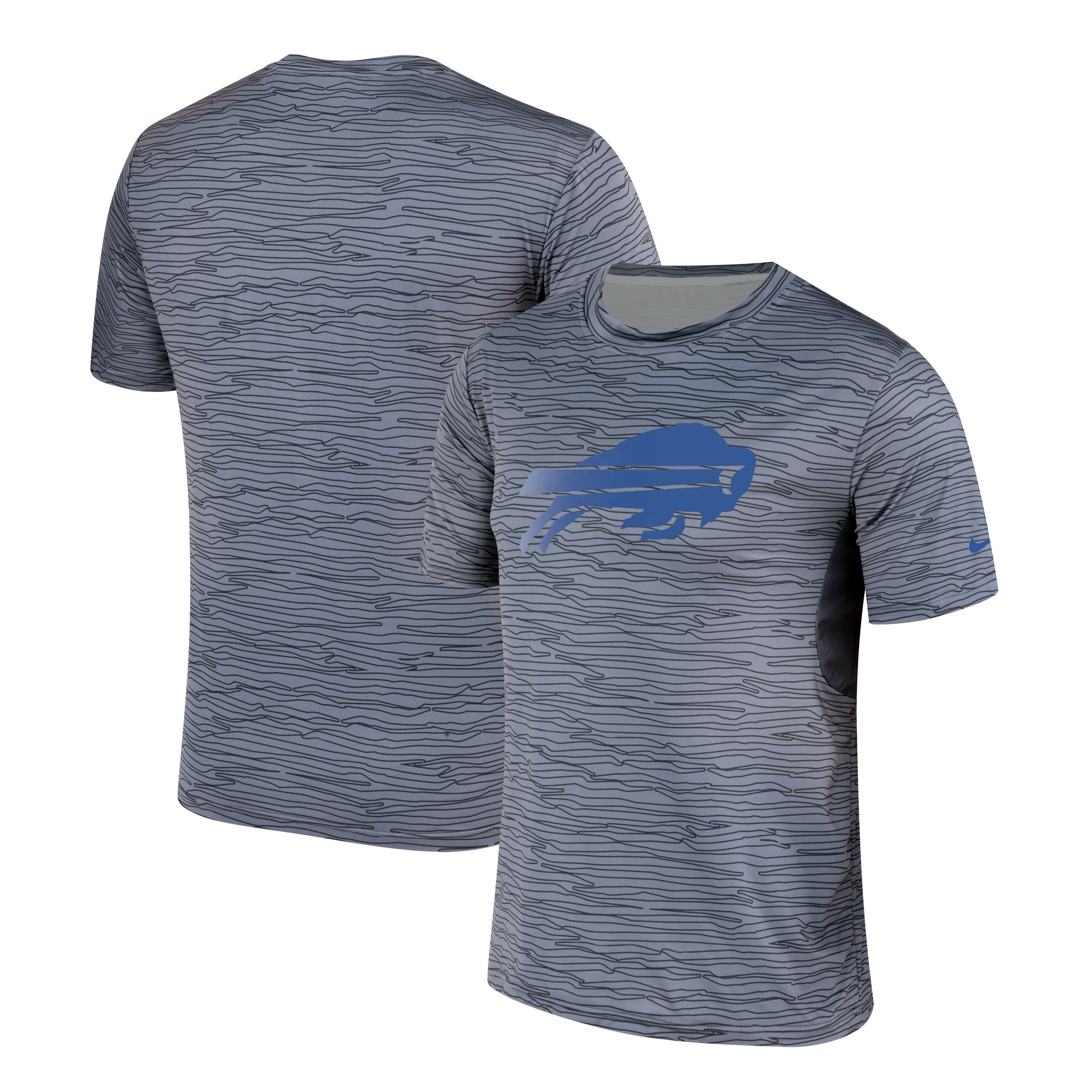 Buffalo Bills Nike Gray Black Striped Logo Performance T-Shirt Buffalo Bills Nike Gray Black Striped Logo Performance T-Shirt