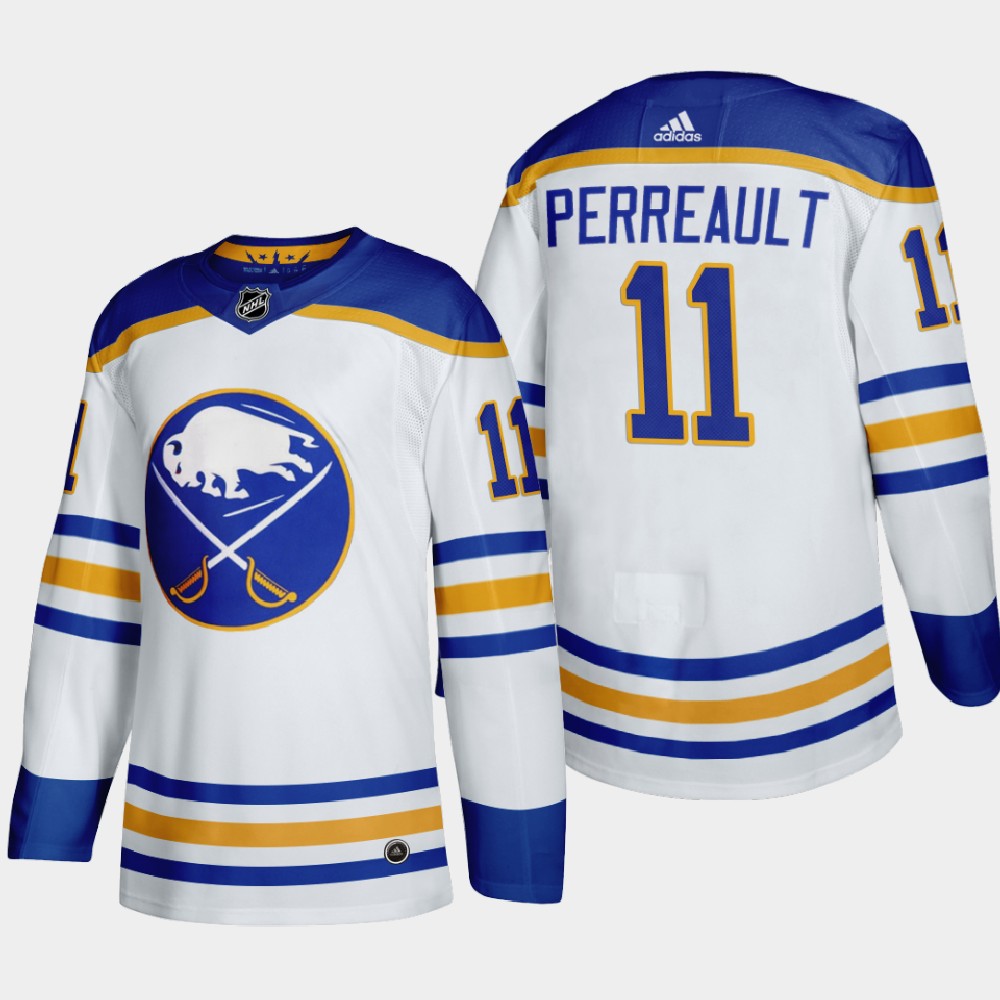 Buffalo Sabres #11 Gilbert Perreault Men's Adidas 2020-21 Away Authentic Player Stitched NHL Jersey White Buffalo Sabres #11 Gilbert Perreault Men's Adidas 2020-21 Away Authentic Player Stitched NHL Jersey White