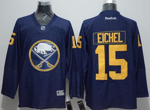 Buffalo Sabres #15 Jack Eichel Navy Blue Denim Stitched NHL Jersey