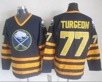 Buffalo Sabres #77 Pierre Turgeon Navy Blue CCM Throwback Stitched NHL Jersey