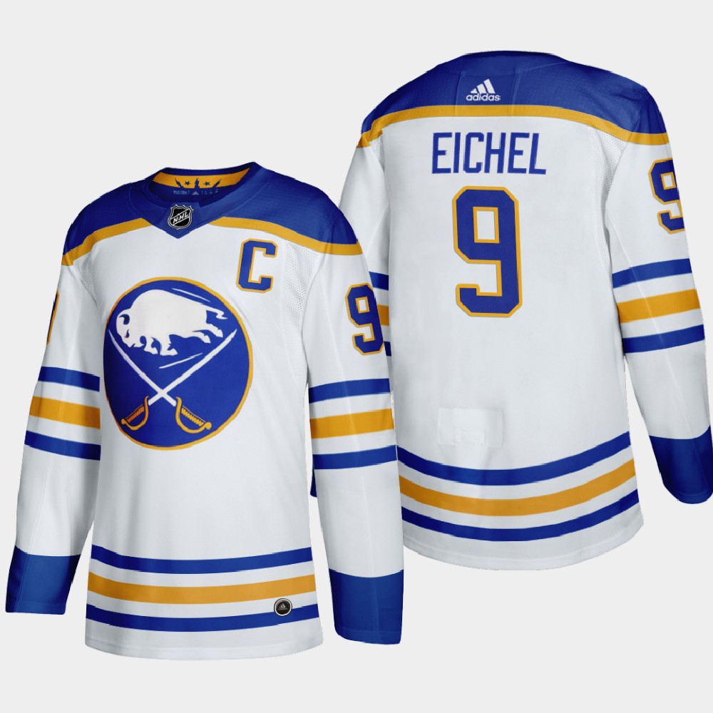 Buffalo Sabres #9 Jack Eichel Men's Adidas 2020-21 Away Authentic Player Stitched NHL Jersey White Buffalo Sabres #9 Jack Eichel Men's Adidas 2020-21 Away Authentic Player Stitched NHL Jersey White