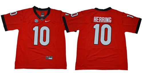 Bulldogs #10 Malik Herring Red Limited Stitched NCAA Jersey