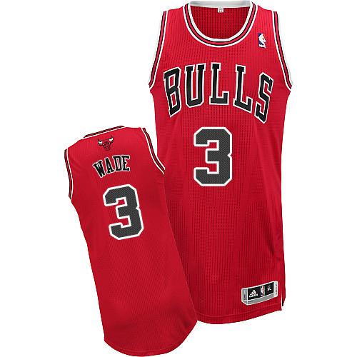 Bulls #3 Dwyane Wade Red Stitched NBA Jersey