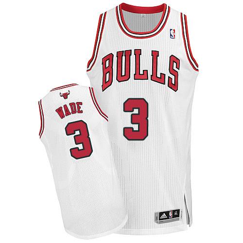 Bulls #3 Dwyane Wade White Stitched NBA Jersey