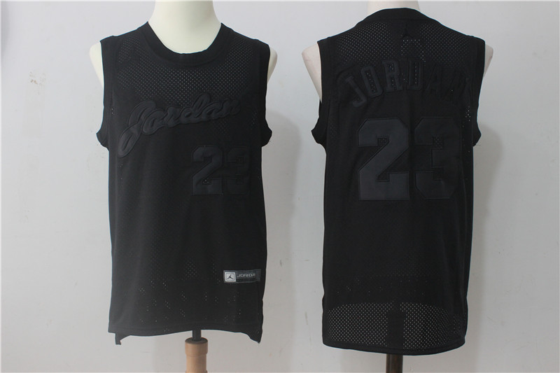 Bulls 23 Michael Jordan All Black Mesh Jersey