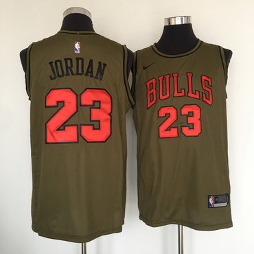 Bulls 23 Michael Jordan Olive Nike Swingman Jersey