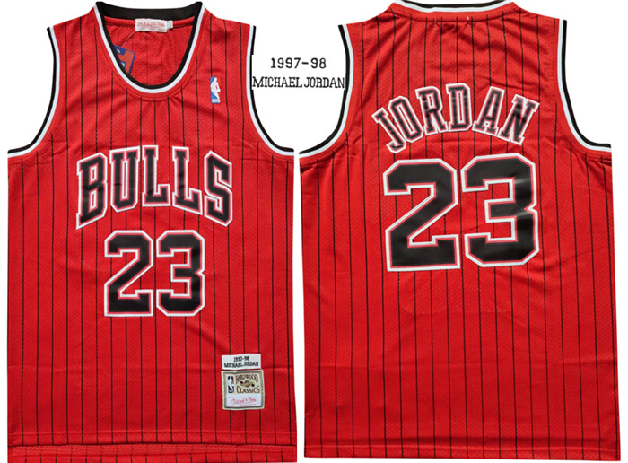 Bulls 23 Michael Jordan Red 1997-98 Hardwood Classics Jersey