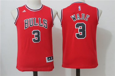 Bulls 3 Dwyane Wade Red Youth Swingman Jersey