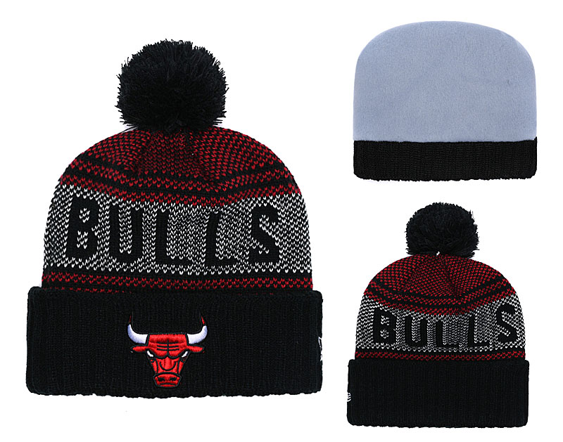 Bulls Fresh Logo Black Pom Knit Hat YD