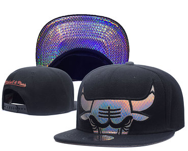 Bulls Sequins Logo Black Mitchell & Ness Adjustable Hat GS