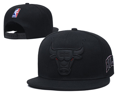Bulls Team Logo All Black Adjustable Hat TX