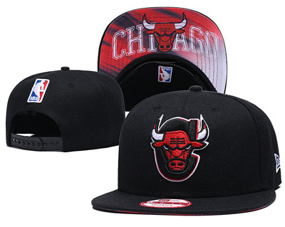 Bulls Team Logo Black Red Adjustable Hat GS