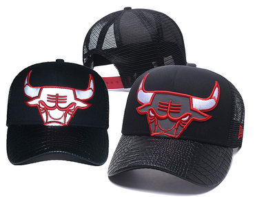 Bulls Team Logo Black Snapback Adjustable Hat GS