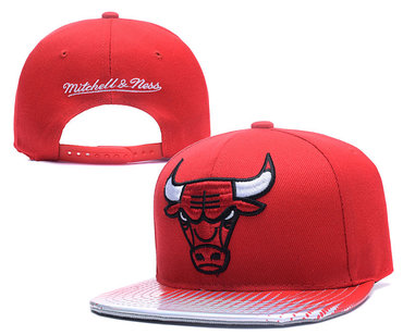 Bulls Team Logo Red Mitchell & Ness Adjustable Hat YD