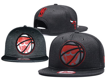 Bulls Team Logo Reflective Dark Gray Snapback Adjustable Hat GS