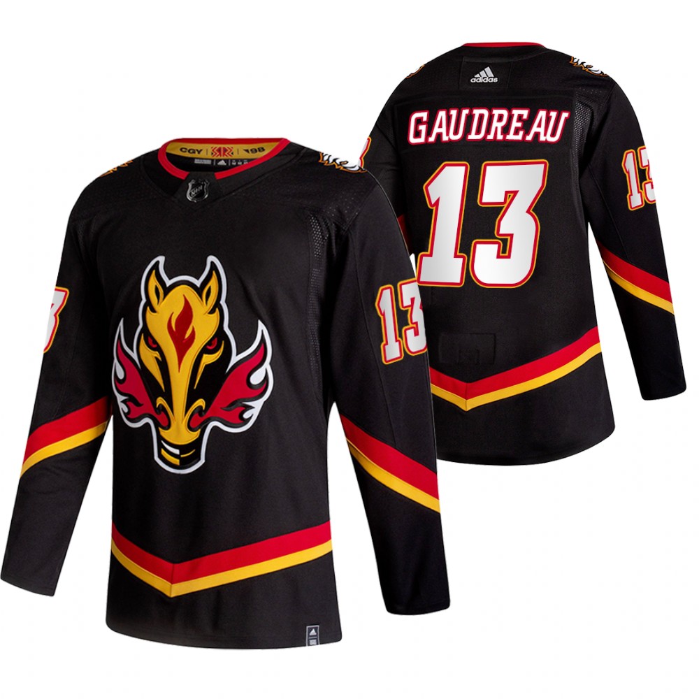 Calgary Flames #13 Johnny Gaudreau Black Men's Adidas 2020-21 Reverse Retro Alternate NHL Jersey Calgary Flames #13 Johnny Gaudreau Black Men's Adidas 2020-21 Reverse Retro Alternate NHL Jersey