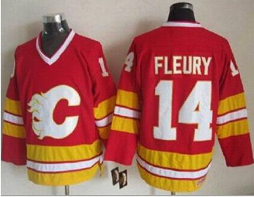 Calgary Flames #14 Theoren Fleury Red CCM Throwback Stitched NHL Jersey