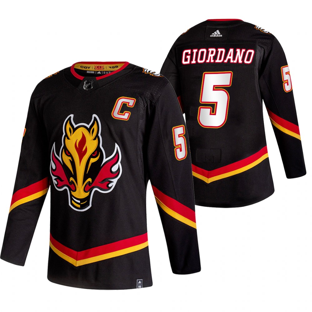 Calgary Flames #5 Mark Giordano Black Men's Adidas 2020-21 Reverse Retro Alternate NHL Jersey Calgary Flames #5 Mark Giordano Black Men's Adidas 2020-21 Reverse Retro Alternate NHL Jersey