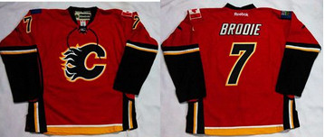 Calgary Flames #7 TJ Brodie Red Home Stitched NHL Jersey