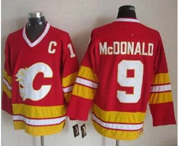 Calgary Flames #9 Lanny McDonald Red CCM Throwback Stitched NHL Jersey