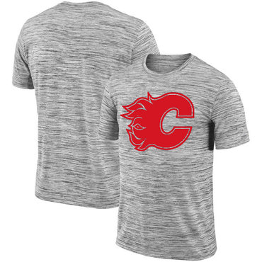 Calgary Flames 2018 Heathered Black Sideline Legend Velocity Travel Performance T-Shirt Calgary Flames 2018 Heathered Black Sideline Legend Velocity Travel Performance T-Shirt